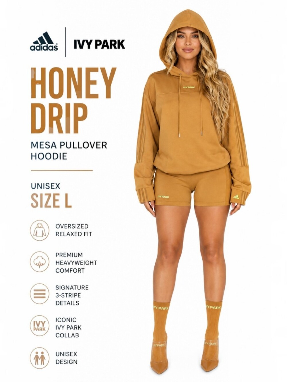 adidas x IVY PARK BEYONCE HONEY DRIP Mesa Oversized Pullover Hoodie Size large